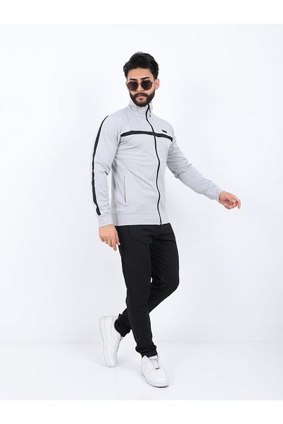 MERTEX Men's Diver Fabric Digital Printing Raised Zippered Stand Collar Tracksuit Set