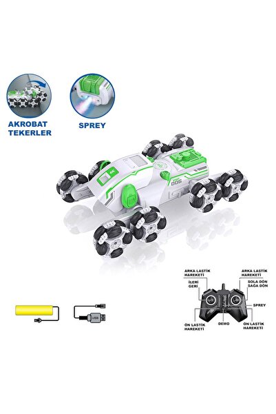 BYCEGU 93800 BUHAR ATAN 8 TEKERLEKLİ AKROBATİK FONSİYONLU ŞARJLI OYUNCAK ROBOT KÖPEK ARABA
