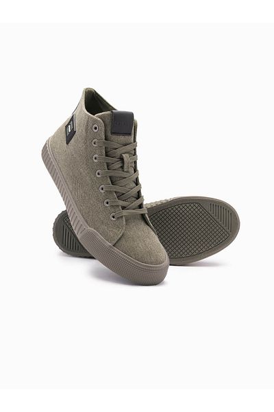 OMBRE Herren High Top Canvas Sneakers - Oliv V2 OM-FOTH-0186 44