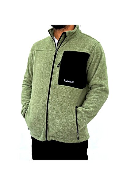 Mudwill Yeşil Full Zip Sherpa Erkek Polar Ceket