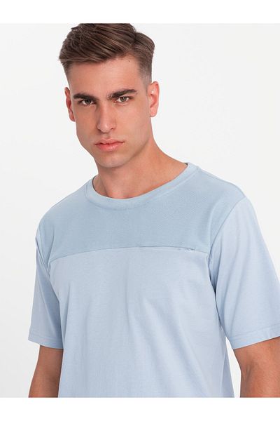 OMBRE Pánské LOOSE FIT tričko s kapsou - modré V4 OM-TSCT-0171 S