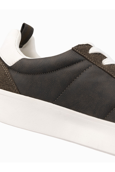 OMBRE Oldschoolové pánské tenisky na silné podrážce - tmavě hnědé V3 OM-FOSL-0170 44