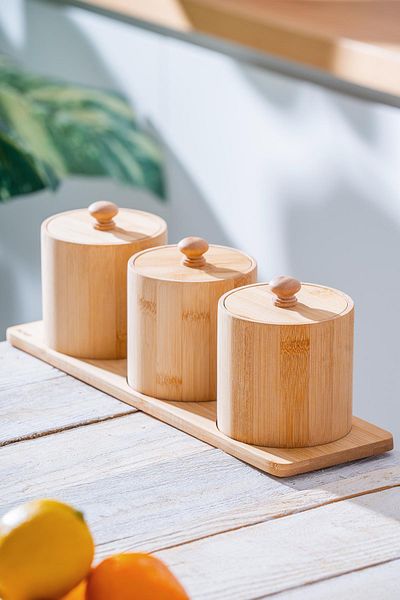 ACAR 3-Piece Spice Set with Bamboo Stand