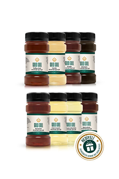 gold gull ToffeeNut,Vanilya,Fındık,Çik.,Karamel,IrishC.,BeyazÇ.,Spec. Aromalı Kahve&Meyve Şurupları 8 x 80ml.