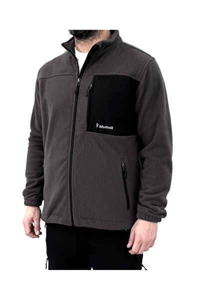 Mudwill Gri Full Zip Sherpa Erkek Polar Ceket