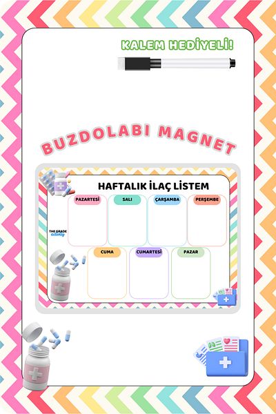 The Grade Summer-Sil Note Holder with Magnet - 21X15 Weekly Medicine List
