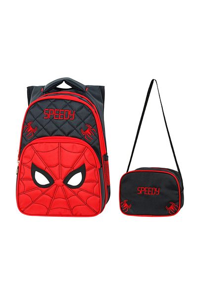 Linea Waddell 3 Compartment Primary School Bag and Lunch Box Spider Eye Black 2018-2