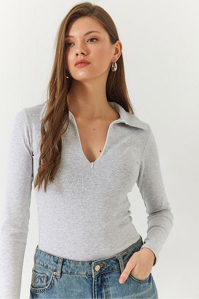 Bianco Lucci Women's Polo Neck Zippered Blouse 60261297