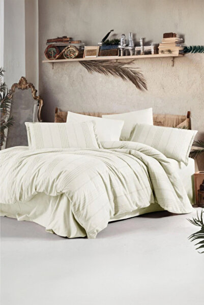 Clasy طقم غطاء لحاف فردي مصنوع من القطن بنسبة 100% من Arakis Ecru