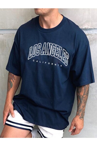 CC STORE Tricou oversize pentru femei și bărbați cu imprimeu Indigo Los Angeles