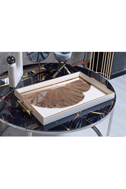 PINALE ART Beyaz Dekoratif Sunum Tepsisi 31x46cm