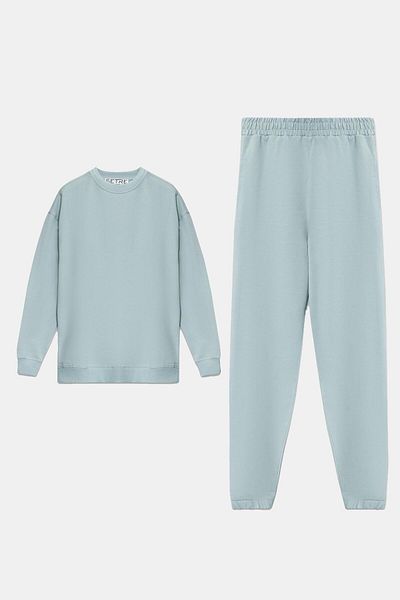 Setre Light Blue Crew Neck Long Sleeve Sweat and Sweatpants Set