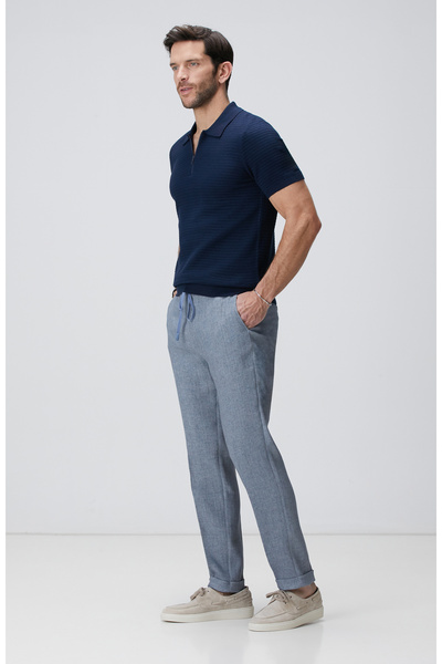 Network Mavi Keten Karışımlı Pantolon