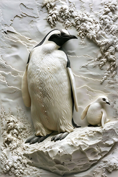 Aden DEKORATİF PENGUENLER TEMALI KANVAS TABLO