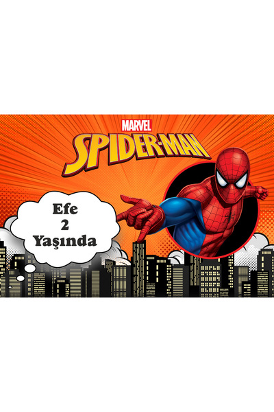 SPIDERMAN Temalı Doğum Günü Temalı Kişiye Özel Isimli 150x100 Cm Ölçüsünde Br...
