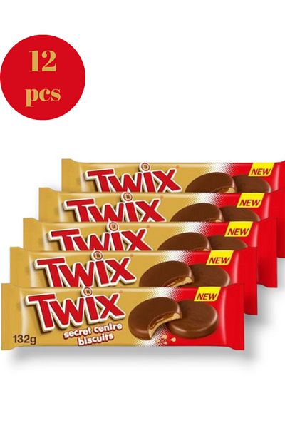 Twix Milk Chocolate Covered Caramel Particle Biscuit Secret Centre Biscuits 132 g X 12 Pieces