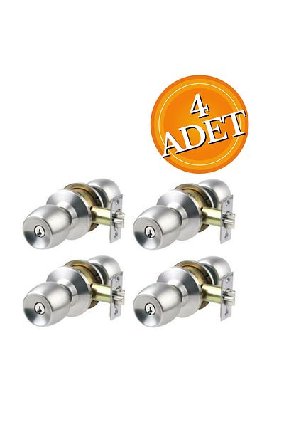HOBİDABİ 4 Pieces Gray Satin Knob Room Lock Arm - American Design