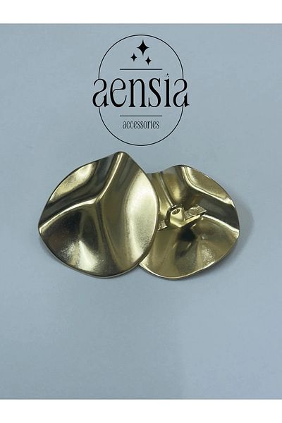 aensia Gold Curved Line Embossed Curved Metal Large 3.81 cm Coat Jacket Trench Coat Button - 1 Pcs