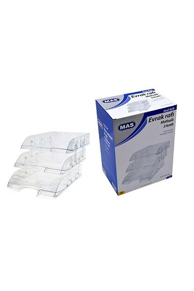 Mas Document Shelf Movable Plastic 3 Pieces Transparent 829