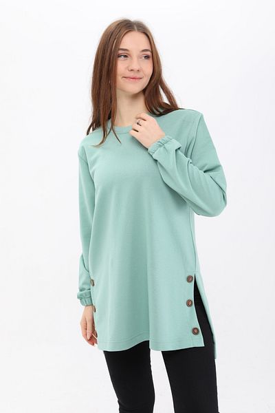 Birol Triko Women's Water Green Buttoned Tunic