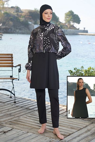 REMSA Μαύρο Μαγιό Hijab - Πλήρως Καλυμμένο, Μοντέλο 25971