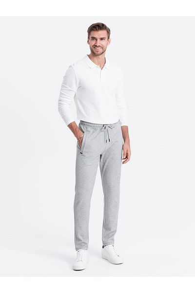 OMBRE Jogginghose im Karottenschnitt für Herren - grau meliert V3 OM-PASK-0166 XL