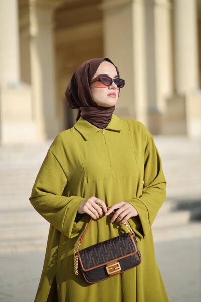 NS Moda Oil Green Hijab Rona Set - Model 531