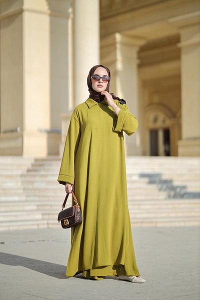 NS Moda Oil Green Hijab Rona Set - Model 531