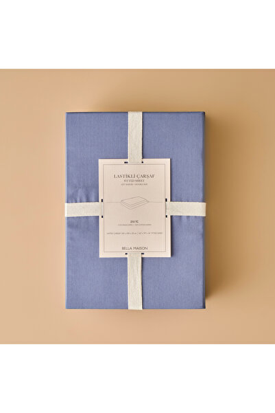 Bella Maison %100 Pamuk Saten Supreme Çift Kişilik Lastikli Çarşaf Mavi(160x200x35 cm)