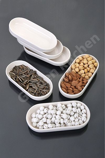 GoldenKitchen Kütahya White Ceramic Snack Bowl Breakfast Set of 6