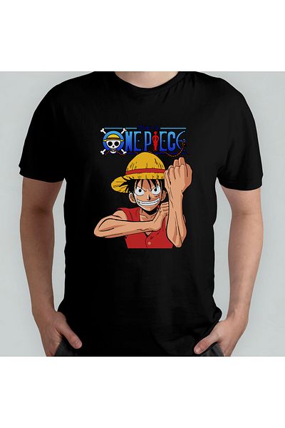 Pixxa Μπλουζάκι One Piece Monkey D. Luffy Crew Neck - 100% βαμβάκι Μοντέλο 25
