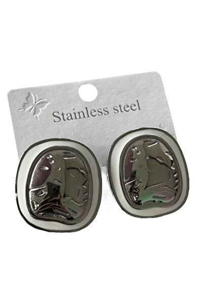 TAKIŞTIR Silver Color Design Steel Earrings (Pair)