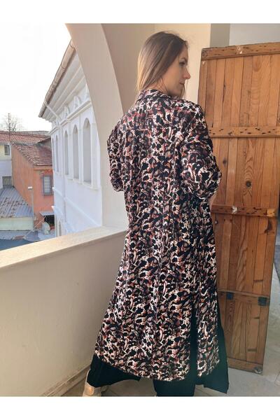 AGORATEKSTİL Γυναικείο φόρεμα πουκάμισο με μοτίβο βισκόζης Oversize