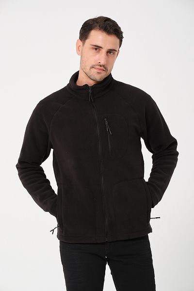 KNUP Full Zip Fleece Sweatshirt for Men, with I(Op) Pocket, Thick and Warm, Black and Navy