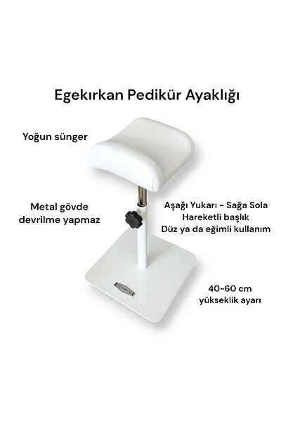 Egekırkan White Hairdresser Pedicure Footrest - Stand with Moving and Head
