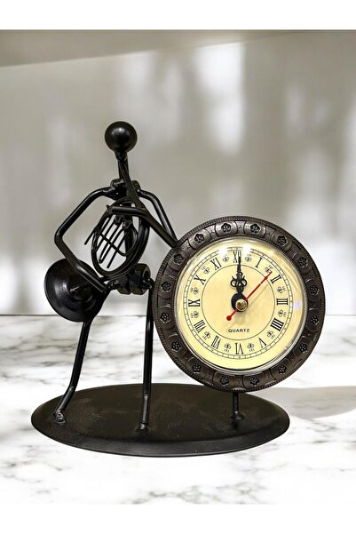 HEDİYE FİKRİ Fransız Kornosu Çalan Dekoratif Metal Tasarım Masa Saati 17 cm X...