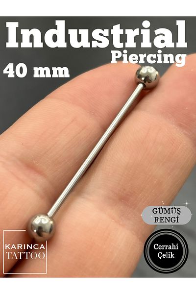 Karınca Piercing 40 mm Straight First Piercing - Long Ear Industrial Bridge (Karinca Tattoo)