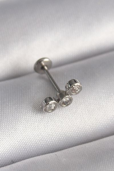 Skygo 316L Steel Silver Color Zircon Stone Tragus Piercing - Tj-Pr1349