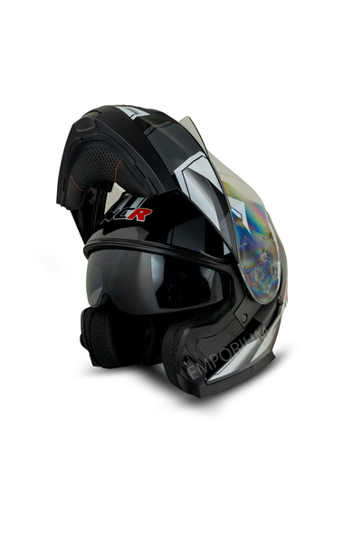 NCR Icon Siyah-beyaz Çene Açılır Kask