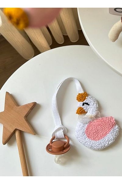 efecco Child Baby Special Design 100% Natural Cotton Rope Punch Double Sided Pacifier Strap