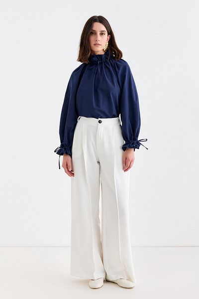 KADRİYE BAŞTÜRK Ecru Palazzo Wide Leg Trousers
