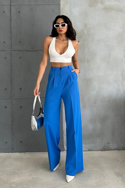 KaSheHa Saks Single Pleated Spring Double Fabric Palazzo Pants
