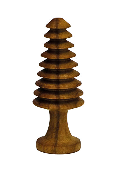 Genel Markalar Doğal Masif Ahşap Dalgalı Desen Dekorasyon Aksesuar Spiral Obje Biblo Yılbaşı Çam Ağacı 14x8 cm