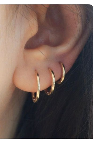 kurukafagift 3-Piece Plain Hoop Steel Earrings