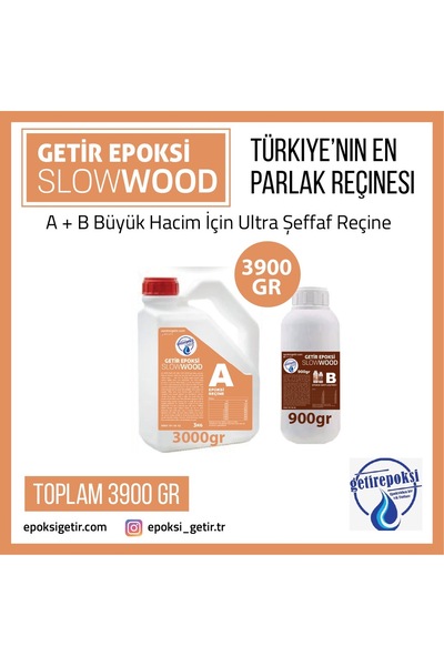 epoksi getir Kalın döküm(büyük hacim) Epoksi Slowwood 3,9 kg