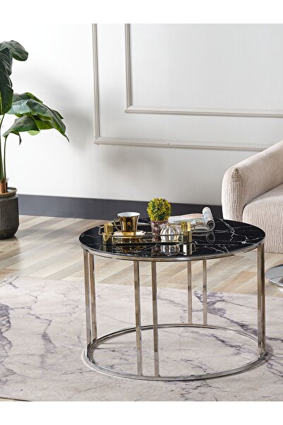 SEDAŞ LIVING UNITS Salon Orta SİYAH MERMER Temperli (Kırılmaz) Cam (GÜMÜŞ) Me...