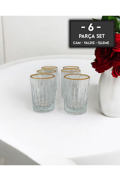 gkzglass home dekor Oslo Small Size Coffee Side Water Cup Glass 6 Pieces 60cc Shot Elysia Model Liquor Vodka-tekila Shot