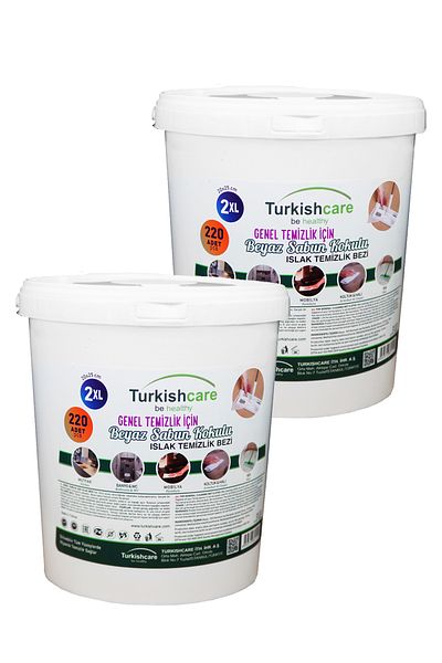 Turkishcare Set of 220 White Soap Scented Bucket Wet Wipes