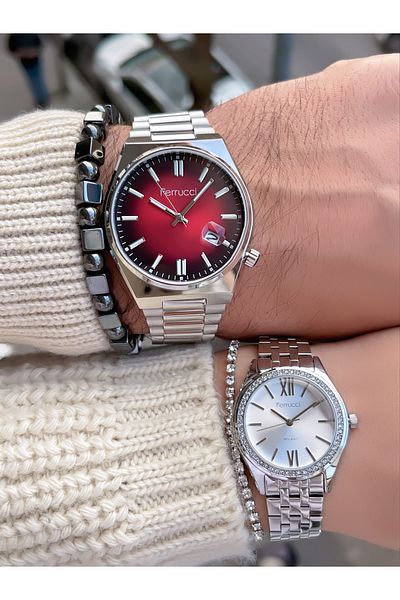 Ferrucci Steel Cord Lovered Double Wrist Watch and Arm Bag