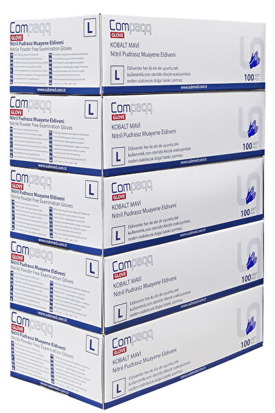 submed Compaqq, Nitril Eldiven, L, Large 500 Adet, Kobalt Mavi Mor, Gıdaya Uyumlu, 1 Paket 438gr